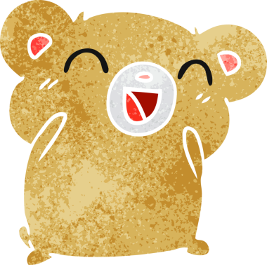 Eski çizgi film illüstrasyonu Kawaii bir insan tarafından çizilmiş sevimli oyuncak ayı.