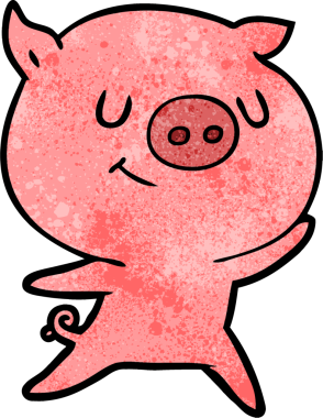 Bir insan tarafından çizilmiş mutlu çizgi film domuzu.