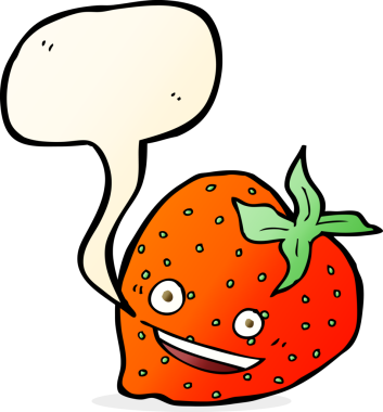 bir insan tarafından çizilmiş konuşma baloncuklu karikatür çileği