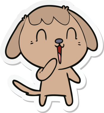 Bir insan tarafından çizilmiş şirin bir köpeğin çıkartması.