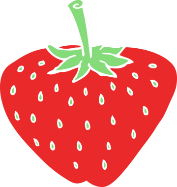 Bir insan tarafından çizilmiş çileğin düz renk çizimi