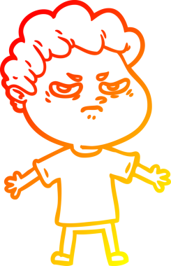 Bir insan tarafından çizilmiş kızgın bir adamın sıcak çizgi çizimi.