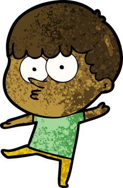 Bir insan tarafından çizilmiş meraklı bir çocuk.