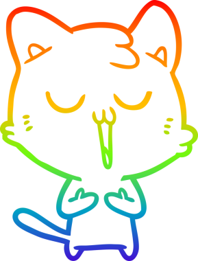 gökkuşağı gradyan çizgi çizimi bir insan tarafından çizilmiş bir çizgi film kedisi