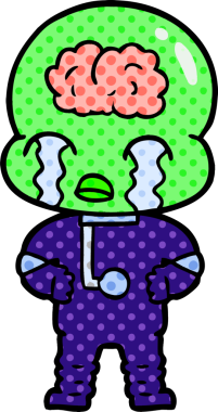 Bir insan tarafından çizilmiş koca beyinli bir uzaylı ağlaması.