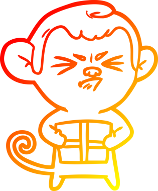 Bir insan tarafından çizilmiş kızgın bir maymunun sıcak çizgi çizimi