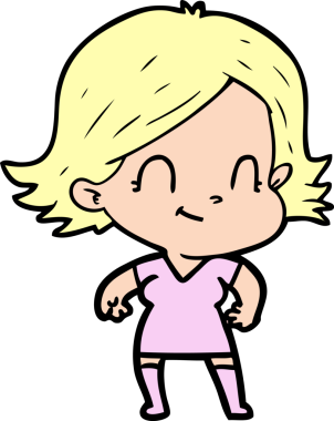 Bir insan tarafından çizilmiş karikatür dostu kız.