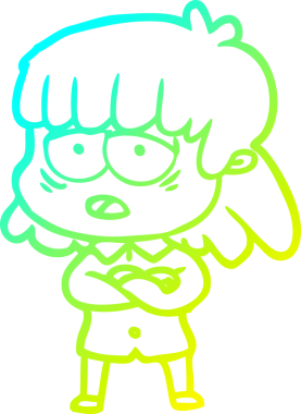 Bir insan tarafından çizilmiş, karikatür çizen yorgun bir kadın.