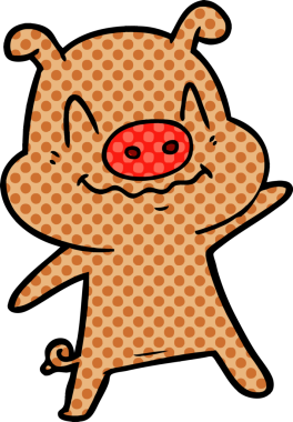 Bir insan tarafından çizilmiş sinirli çizgi film domuzu.