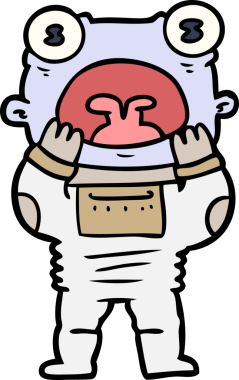 Çizgi film uzaylıları şaşırarak nefes nefese kalıyorlar.