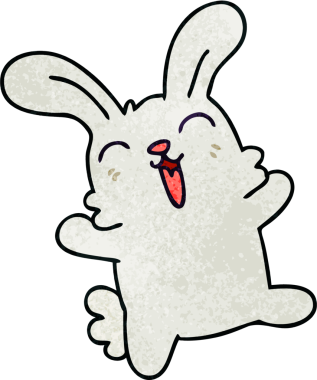 Bir insan tarafından çizilmiş garip çizgi film tavşanı.