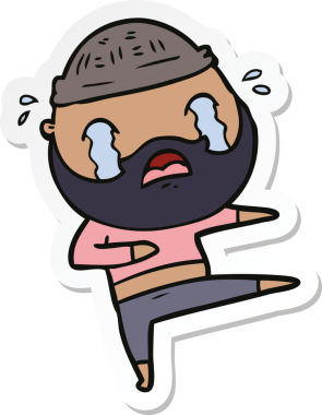 Bir insan tarafından çizilmiş, sakallı bir dansçının çıkartması.