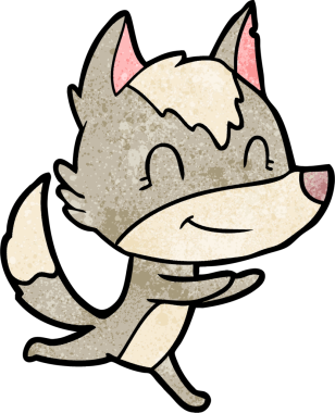 Bir insan tarafından çizilmiş dost canlısı çizgi film kurdu.