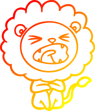 Bir insan tarafından çizilmiş kızgın bir aslanın sıcak çizgi çizimi.