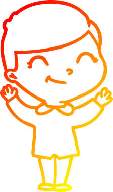 Bir insan tarafından çizilmiş gülümseyen çizgi film çocuğu çizimi.