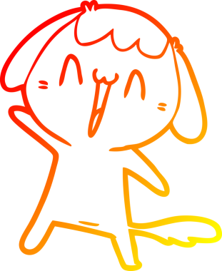 Bir insan tarafından çizilmiş sevimli bir köpeğin sıcak çizgi çizgisi.