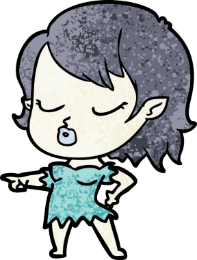 Bir insan tarafından çizilmiş şirin vampir kız çizgi filmi.