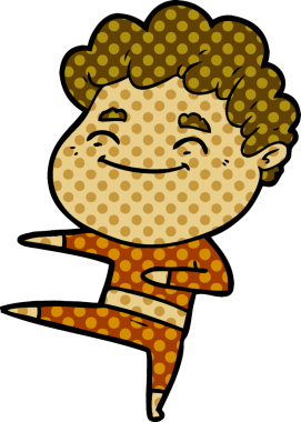 Bir insan tarafından çizilmiş çizgi film dostu bir adam.