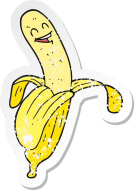 Bir insan tarafından çizilmiş karikatür muzunun gerilimli yapıştırması.