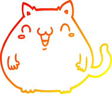 Bir insan tarafından çizilmiş çizgi film kedisinin sıcak çizgi çizimi