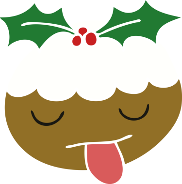 Bir insan tarafından çizilmiş garip bir karikatür Noel pudingi.