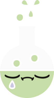 Bir insan tarafından çizilmiş bir test tüpünün düz renk retro karikatürü