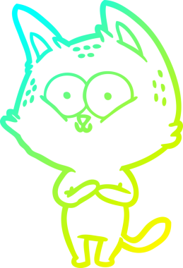 Bir insan tarafından çizilen çizgi film kedisinin soğuk gradyan çizgisi.