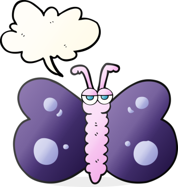 Bir insan tarafından çizilmiş serbest konuşma balonu kelebeği.