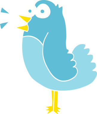 Bir insan tarafından çizilen kuşun düz renk çizimi