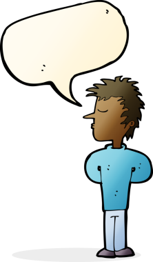 Bir insan tarafından çizilmiş konuşma baloncuğunu görmezden gelen çizgi film adamı.