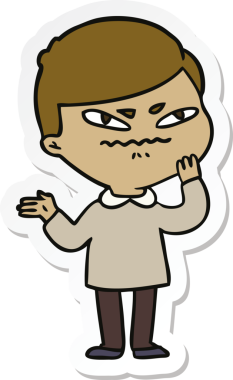 Bir insan tarafından çizilmiş kızgın bir adamın çıkartması.