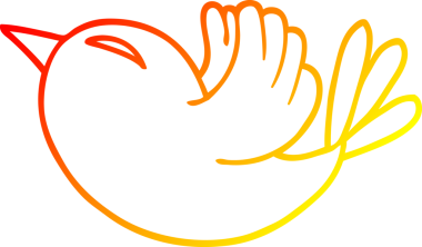 Bir insan tarafından çizilen kırmızı kuşun sıcak eğimli çizgi çizimi