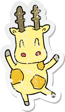 Bir insan tarafından çizilmiş şirin bir zürafanın sıkıntılı çıkartması.