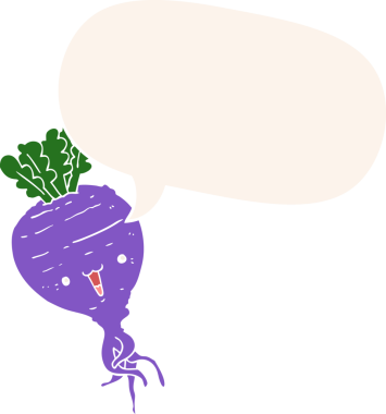 Bir insan tarafından çizilmiş eski usul konuşma baloncuklu şalgam.