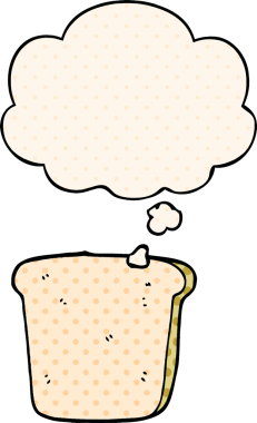 Çizgi roman tarzında bir insan tarafından çizilmiş bir ekmek dilimi.