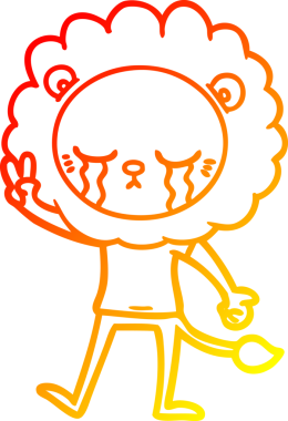 Bir insan tarafından çizilmiş, ağlayan bir aslanın sıcak çizgi çizgisi.