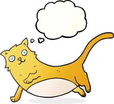 Bir insan tarafından çizilmiş serbest çizim baloncuk çizgi film kedisi.