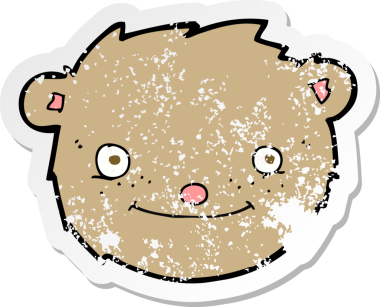 Bir insan tarafından çizilmiş oyuncak ayı kafasının gerilimli geçmiş yapıştırması.