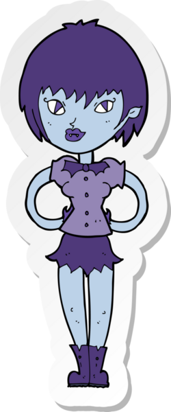 Bir insan tarafından çizilmiş güzel bir vampir kızın çıkartması.