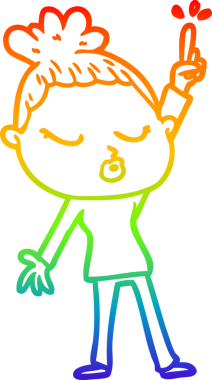 Gökkuşağı gradyan çizgi çizimi bir insan tarafından çizilmiş sakin bir kadın