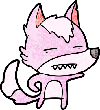 Bir insan tarafından çizilen dişleri gösteren bir kurt çizgi filmi.