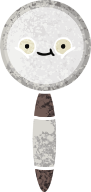 Bir insan tarafından çizilmiş bir büyüteçin retro çizim tarzı karikatürü