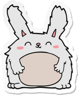 Bir insan tarafından çizilmiş kürklü tavşan çıkartması.