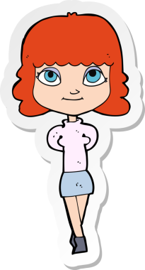 Bir insan tarafından çizilmiş mutlu bir kızın çıkartması.