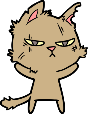 Bir insan tarafından çizilmiş sert çizgi film kedisi.