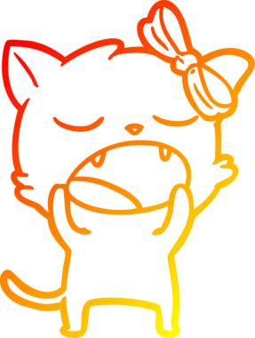 Bir insan tarafından çizilen esneyen kedinin sıcak çizgi çizimi