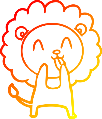 Bir insan tarafından çizilmiş mutlu çizgi film aslanının sıcak çizgi çizimi