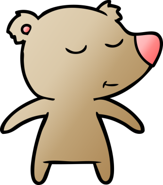 Bir insan tarafından çizilmiş mutlu çizgi film ayısı.