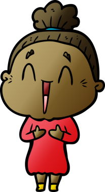 Bir insan tarafından çizilmiş mutlu yaşlı kadın çizgi filmi.