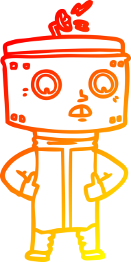 Bir insan tarafından çizilen çizgi film robotunun sıcak çizgi çizimi